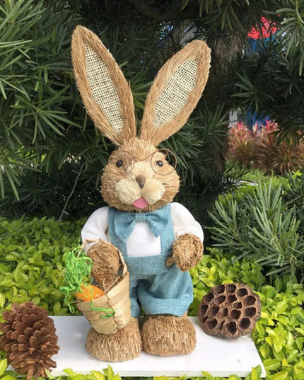 Cute 35cm Straw Rabbit Woven Rabbit Garden Statue Rabbit Handicraft Home Decor – New Year And Easter Decorations Ornament 2026