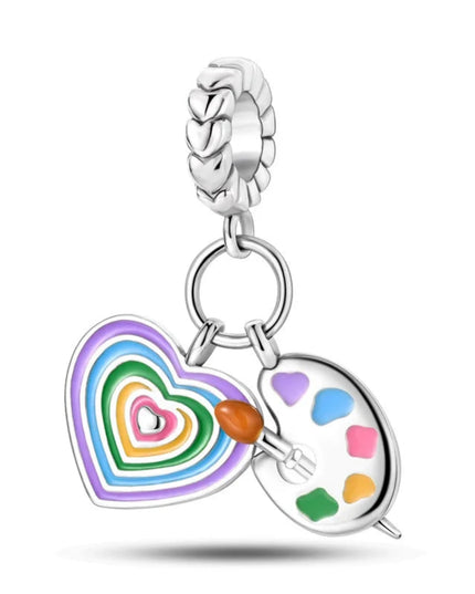 925 Sterling Silver Fashion Palette Paintbrush Art Charms Beads Suitable for Brand Original Bracelet DIY Fine Jewelry Gift