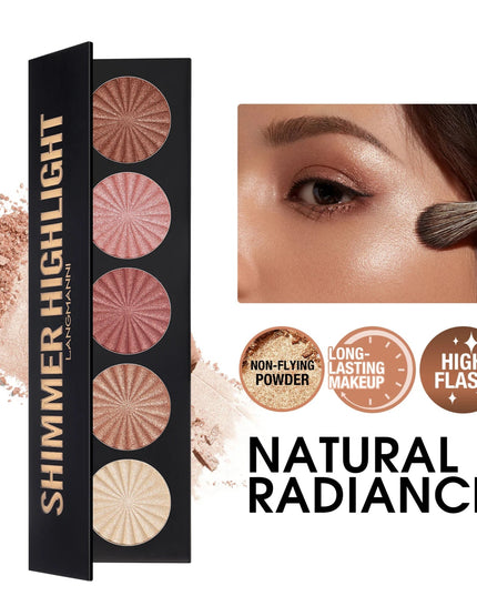 Highlighting and Contouring Palette 5 Colours All-in-One Makeup Palette Stereoscopic Natural Highlighting Makeup Palette