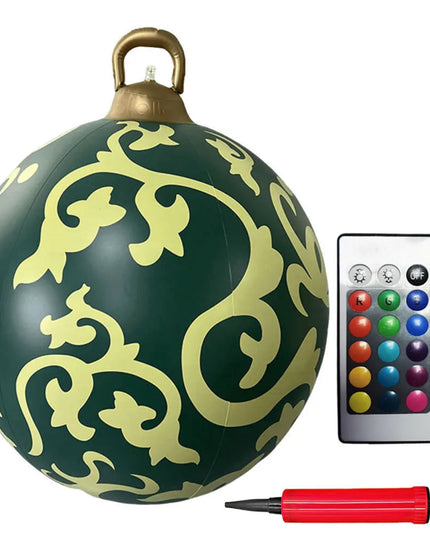 24 Inch Inflatable Christmas Balls New Years Christmas Ornaments with Lights PVC Giant Inflatable Christmas Balls Holiday Decor