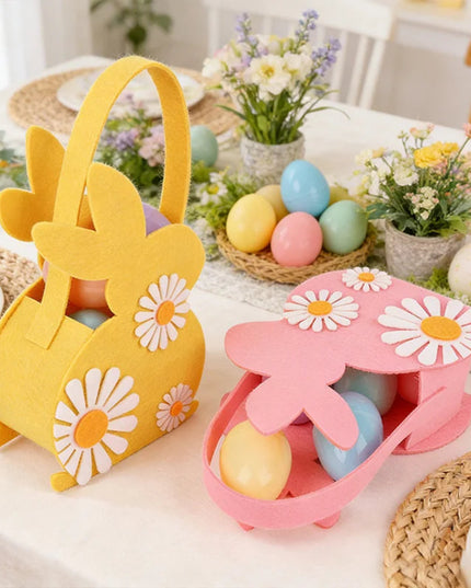 Easter Bunny Basket Kids Candy Tote Bag Soft Felt Gift Storage Basket 2026 Easter Party Decoration Egg Hunt Game Props