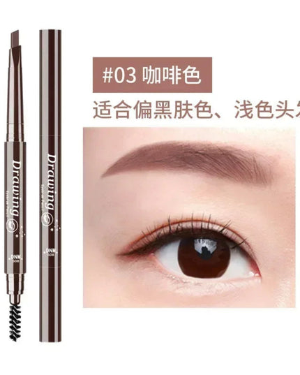 DNM Double-Heads Triangular Eyebrow Pencil 7-Color Option with Brush Natural Look Easy Coloring And Drawing for Eyebrows