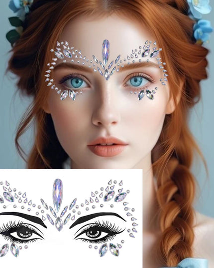 3D Rhinestone Face Sticker Festival Party Glitter Diamond Makeup Jewelry Face Tattoo Sticker Crystal Gems Jewels Face Decoration