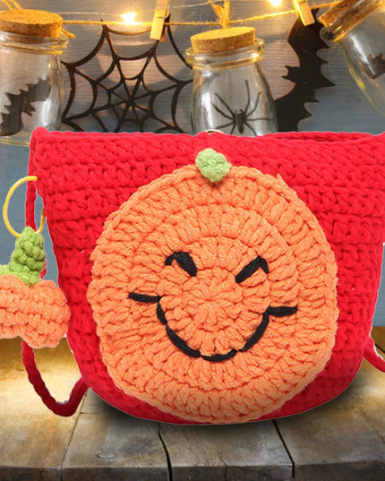 Holloween Crochet Messenger Bag Novelty Shoulder Bag for Women Cartoon Handbag Satchel Purse for Shopping Travel