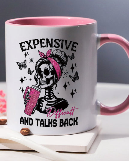 1pc, 3A Grade,EXPENSIVE AND TALKS BACK,Skeleton Ghostface,11oz multifunctional coffee mug, all season universal, suitable for giving to friends, wives, husbands, sons and daughters, grandparents, brothers and sisters as holid