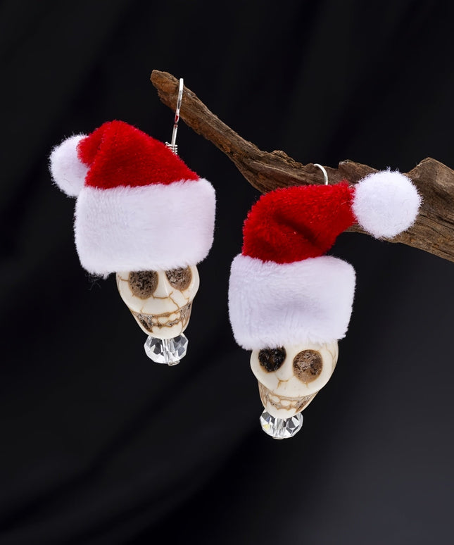 Gothic Skull Earrings Halloween Inspired Chic Gothic Skull & Rose Earrings | Resin Crafted with Iron Hooks, Perfect for Daily Wear & Vacation