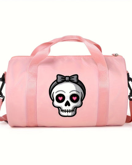 1pc Fashion Thorns Skull Pattern Casual Large Capacity Crossbody Bag, Avant-Garde Style Handbag with Adjustable Shoulder Straps, Foldable, Zipper and Polyester Lining, Suitable for Women's Single Shoulder Street Dance Bag, Da