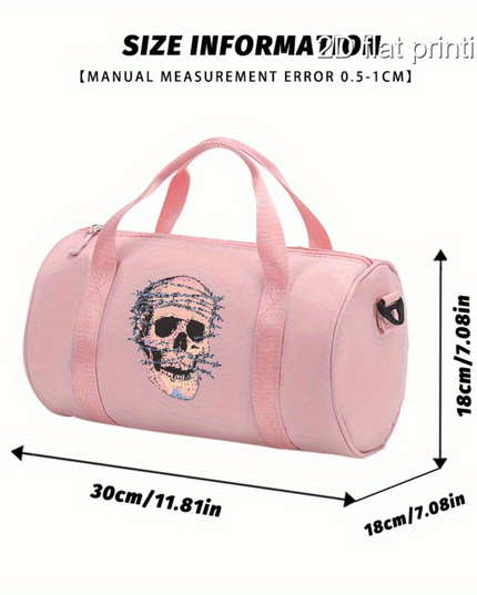 1pc Fashion Thorns Skull Pattern Casual Large Capacity Crossbody Bag, Avant-Garde Style Handbag with Adjustable Shoulder Straps, Foldable, Zipper and Polyester Lining, Suitable for Women's Single Shoulder Street Dance Bag, Da