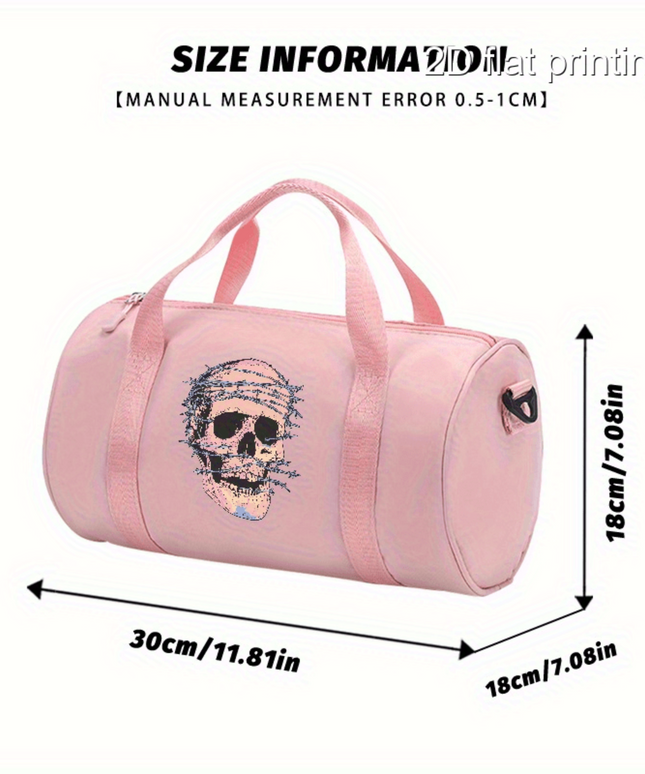 1pc Fashion Thorns Skull Pattern Casual Large Capacity Crossbody Bag, Avant-Garde Style Handbag with Adjustable Shoulder Straps, Foldable, Zipper and Polyester Lining, Suitable for Women's Single Shoulder Street Dance Bag, Da
