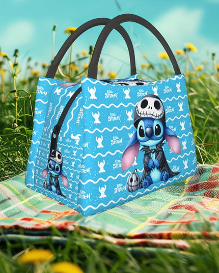 Disney Stitch Reusable Insulated Lunch Bag - Leak-Proof, Hand Washable, 11x6.3x6.7 Inch Rectangle Cooler Bag with Cute Cartoon Design for Work, Picnic, Beach & Camping - Durable Polyester, Leakproof Insulation