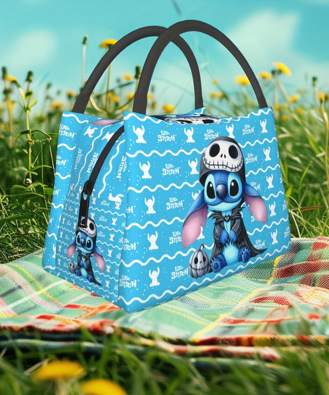 Disney Stitch Reusable Insulated Lunch Bag - Leak-Proof, Hand Washable, 11x6.3x6.7 Inch Rectangle Cooler Bag with Cute Cartoon Design for Work, Picnic, Beach & Camping - Durable Polyester, Leakproof Insulation