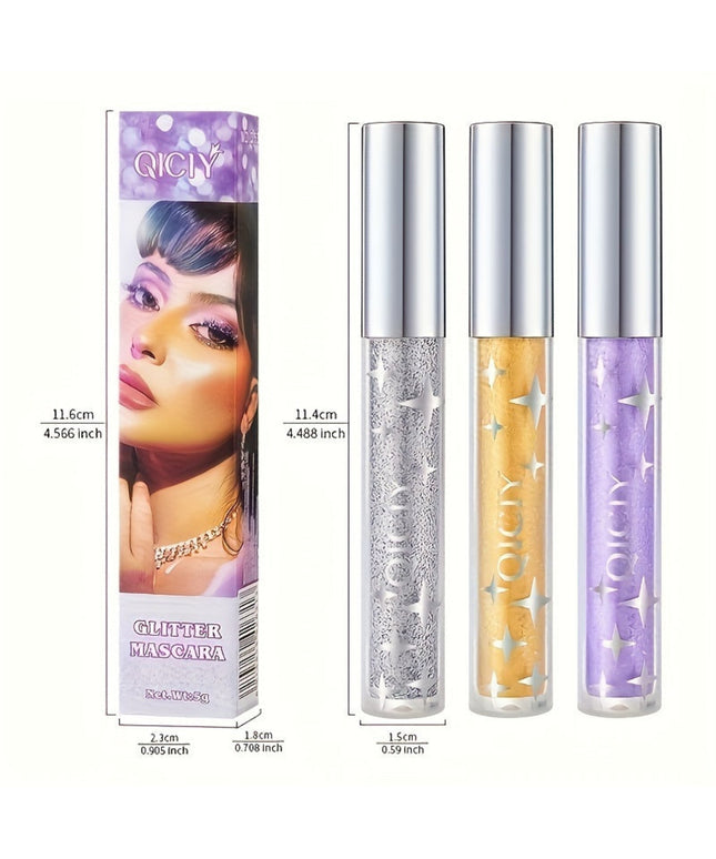 Glitter Mascara/ Shimmer Mascara, Long-lasting Waterproof And Curly, Creates Charming Eye Makeup, Shiny And Curly Mascara, 3 Colors Available, Suitable for Parties/ music Festivals/ Halloween, Ideal Gift