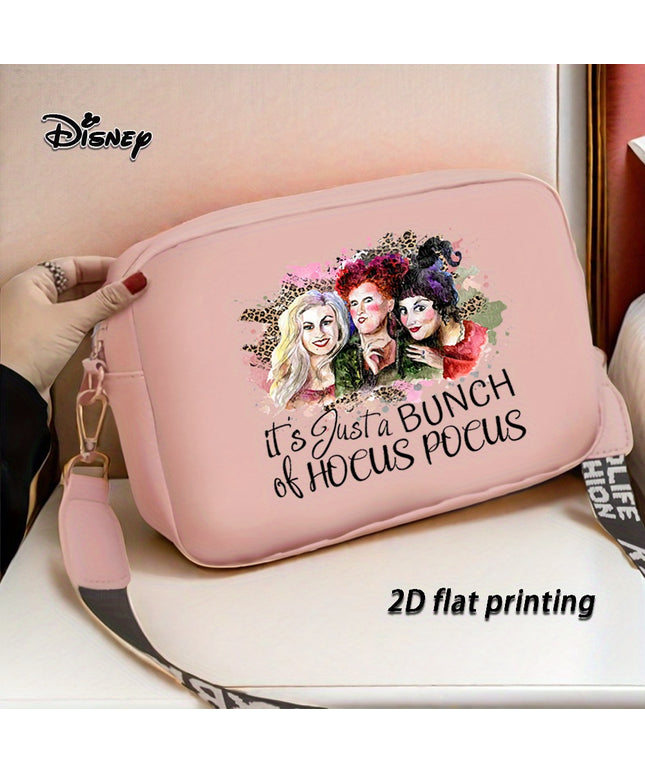 1pc Hocus Pocus Sanderson Sisters Halloween Shoulder Bag - Soft Textured Design, Adjustable Strap & Serene Interior - Lightweight College Fashion Bag for Everyday Use, Travel, Work (Black, Pink, White), Travel Accessory, Flat