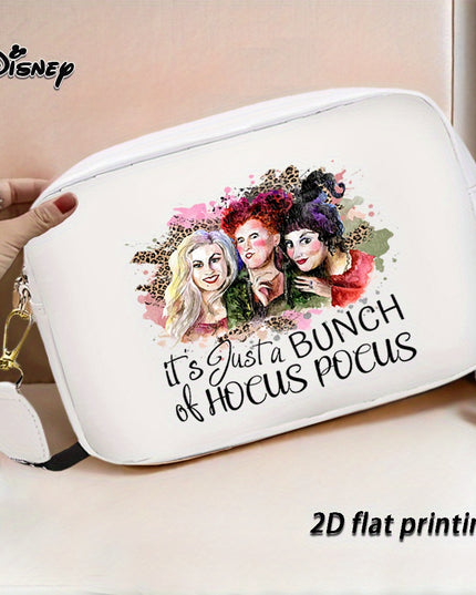 1pc Hocus Pocus Sanderson Sisters Halloween Shoulder Bag - Soft Textured Design, Adjustable Strap & Serene Interior - Lightweight College Fashion Bag for Everyday Use, Travel, Work (Black, Pink, White), Travel Accessory, Flat